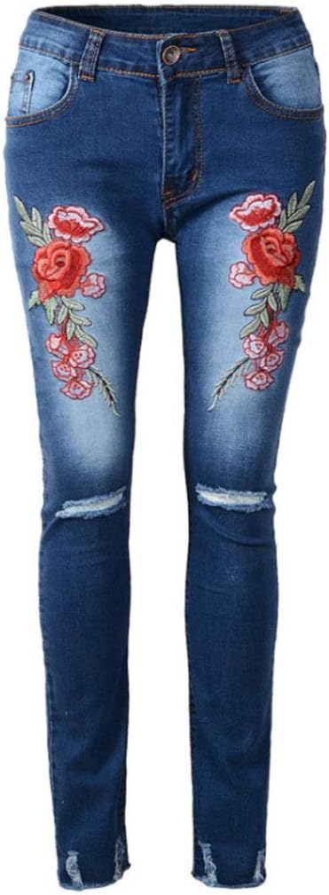 Jeans Europeos y Americanos Mujer Agujero Lápiz Pies Pantalones Rosa  Bordado Estiramiento (Color : B, Tamaño : S) : Amazon.com.mx: Ropa, Zapatos  y Accesorios