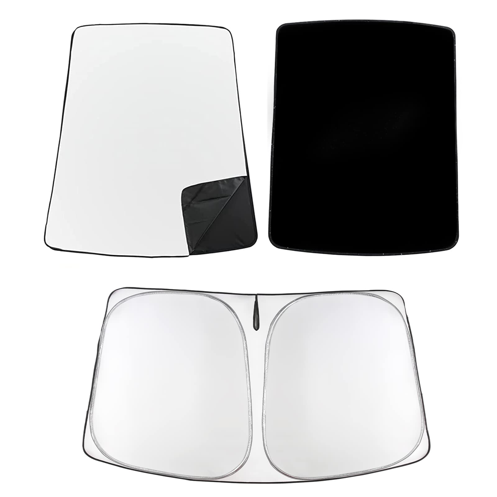 Photo 1 of Carwiner Glass Roof Sunshade for Tesla Model Y with Heat Insulation Cover Accessories 2020-2023 (2 of Set) (Black)