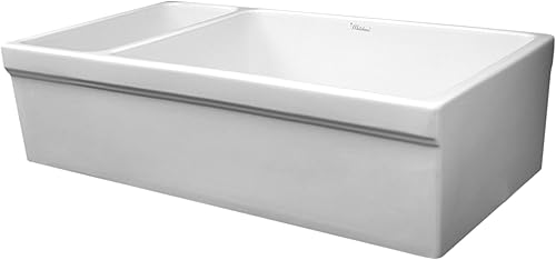 Whitehaus WHQDB542-WH Farmhaus - Fregadero reversible de arcilla refractaria de 36 pulgadas, color blanco
