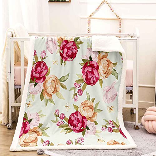 Couverture flanelle fleurs rouges douce pour lit et canapé - 3