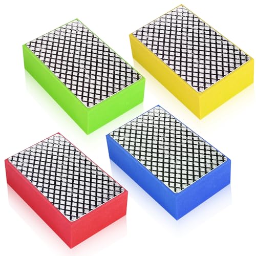 4 almohadillas de pulido manual de diamantes: 60# 100# 200# 400# discos de lija de mano de diamante, juego de bloques de lija para azulejos de cerámica de piedra, pulido de vidrio, recorte