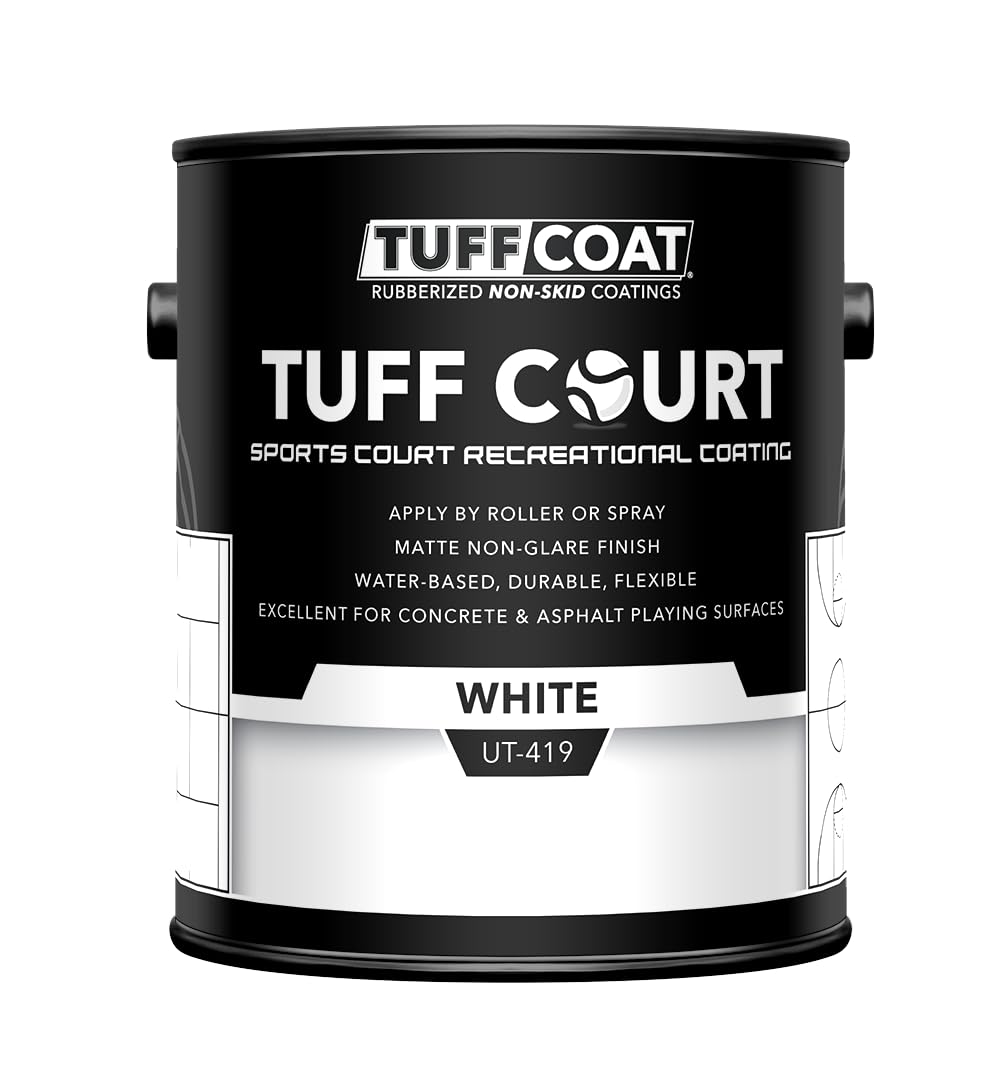 Tuff Coat Tuff Court UT-419 1-Gl White Non-Skid Durable Sport Court Paint Coating for Pickleball, Tennis, and Basketball Courts