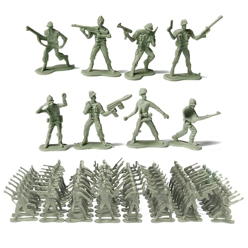 CutitiUU 100 Piezas Mini Soldado de plástico 4,5CM,Soldados de Juguete de plástico Militar Conjunto,Juego de Juguetes Militares de plástico,Mini Figuras Juegos de Guerra Escena Set (Verde)