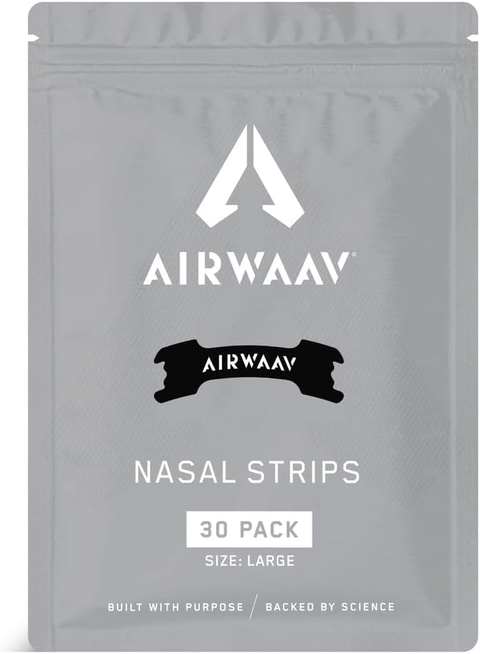 AIRWAAV Nasal Strips (30 Ct) - Nose Strips to Boost Oxygen Intake, Reduce Snoring, Improve Sleep Quality and Recovery - Extra Strength Snoring Solution - Breathe Better in Every Moment (Sm/Md)