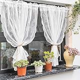 Lace Tier Curtains Semi Sheer Floral Lace Embroidered Voile Tiers for Small Window Decoration Farmho