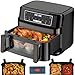 Air Fryer 12L | Réglable Une ou Deux Chambres Grande Friteuse Sans Huile, 8-en-1 Friteuse Air Fryer XXL Contrôle Température Indépendante max 200℃, 2600W AirFryer Double Compartiment a Fenetre Visible