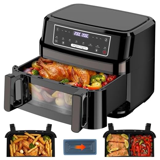 Friggitrice ad Aria 12 Litri | Air Fryer XXL Doppia Singola Zona Regolabile, 8-in-1 Friggitrice Aria Doppio Cestello Controllo Temp Indipendente, Airfrye Grande Max 200°C con Finestra & Luce Interna