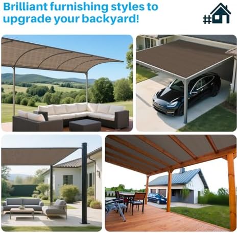 Patio Paradise 6' x 13' Sun Shade Cloth with Grommets Rectangle Shade Sail Straight Edge, Outdoor Patio Shade Canopy Pergola Cover UV Block Fabric for Backyard Deck Garden Activities, Brown