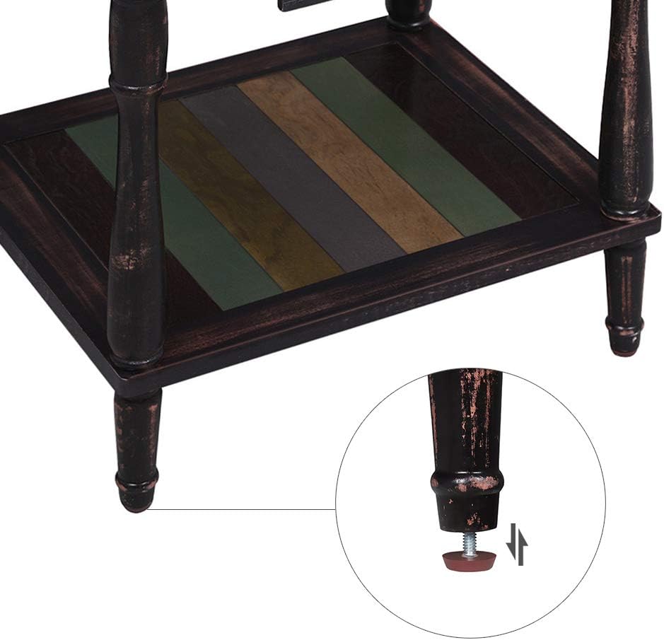 VASAGLE End Table with 1 Colorful Drawer, Bedside Table with Turned Wood Legs, 1 Storage Shelf, Assembly Without Tools, Nightstand for Bedroom, Country Brown