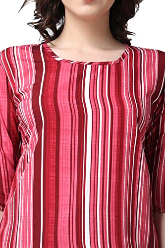 Image of POPWINGS Casual Printed Puff Sleeves Round Neck Top for Women || Stylish Summer Tops for Women || Hip-Length Women Top