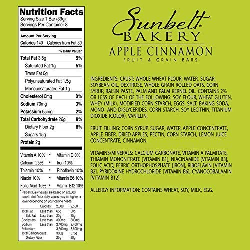 Sunbelt Bakery's Apple Cinnamon Fruit & Grain Bars, 5 Boxes, No Preservatives (40 Bars)