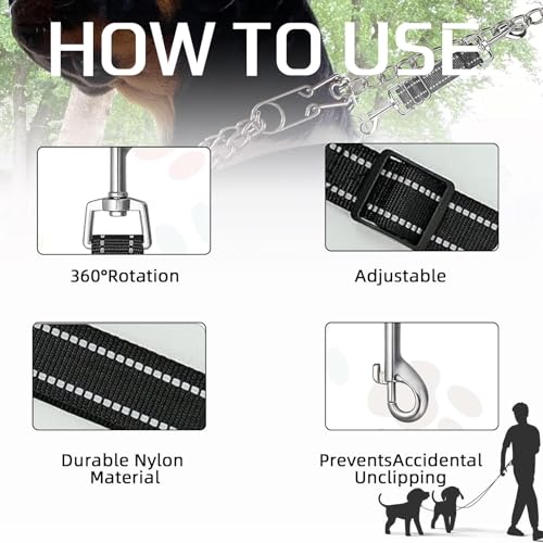 2Pcs Double Ended Lead for Dogs,Clips Adjustable Collars,Harnesses Leads for Dog Outdoor Safety Link Strap Backup Metal Tether Clasp Connector Accessories Pet Car Boot Leash small Carabiner Extender - Image 4