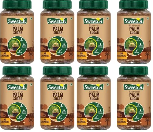 Image of Sweetch Natural Palm Sugar 350 gm Jar Natural Healthy Replacement for Sugar, Contain Minerals, Low GI, No Chemical & Free Flow | For Baking & Cooking (Pack of 8)