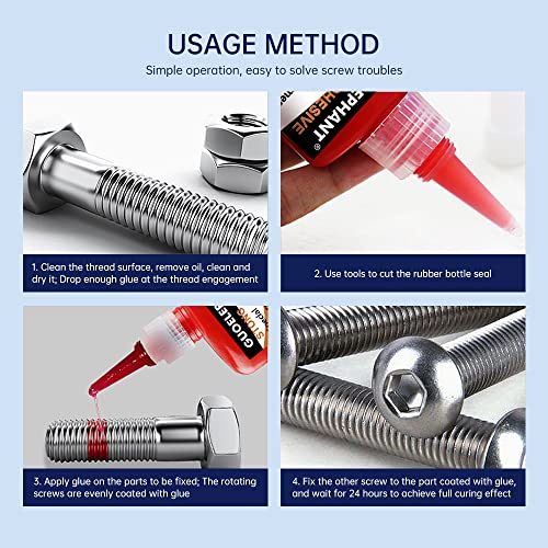 Guoelephant 15Ml Red Threadlocker Universal Metal Glue High Strength Anaerobic Curing Sealant Heavy Duty Screw Glue Repair. #TOP5