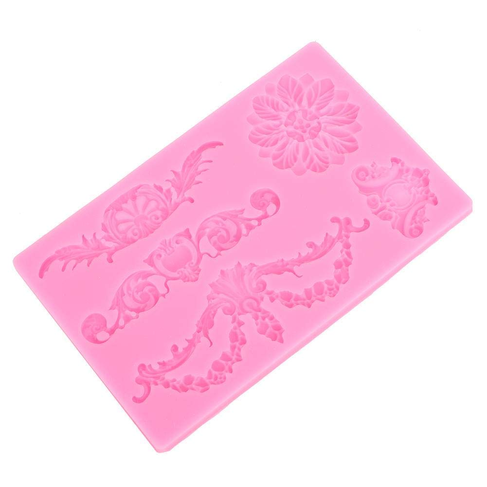 Cupcake Pan Silicone Baking Mold Cake Fondant Cookie Chocolate Embossed Flower Decorating Mould DIY Tool (Pink)