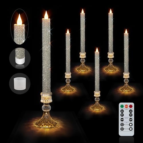 Bougies coniques LED en verre cristal argenté pour centre de table raffiné