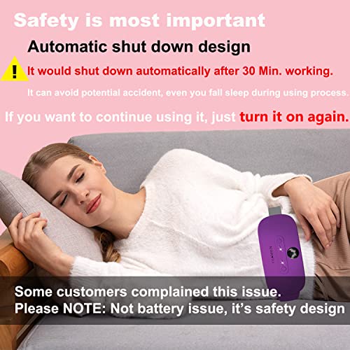 Image of Portable Cordless Heating Pad, Electric Waist Belt Device,Fast Heating Pad with 3 Heat Levels and 3 Vibration Massage Modes, Back or Belly Heating Pad for Women and Girl(Purple)