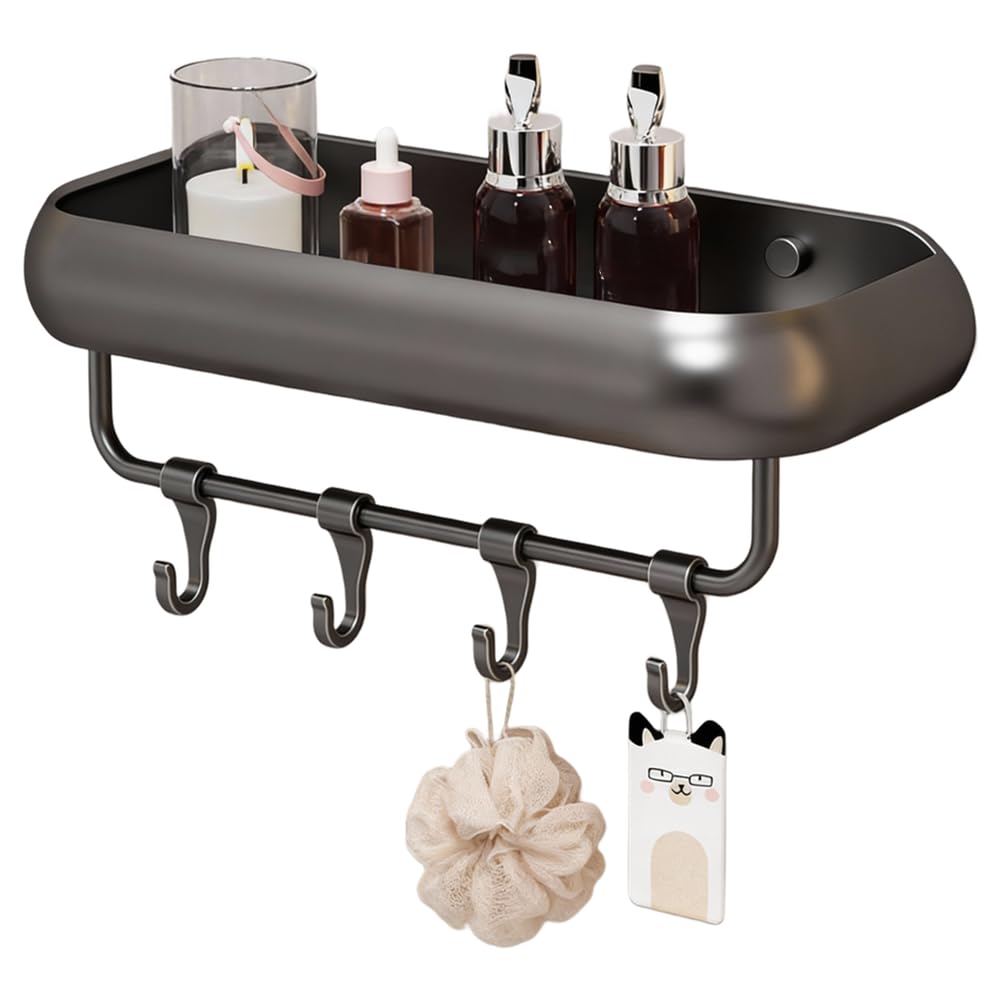 LMYSXAOZ No Drill Cream Bathroom Wall Shelf Plastic Storage Rack Mountable Organizer for Toiletries and Towels Multiple
