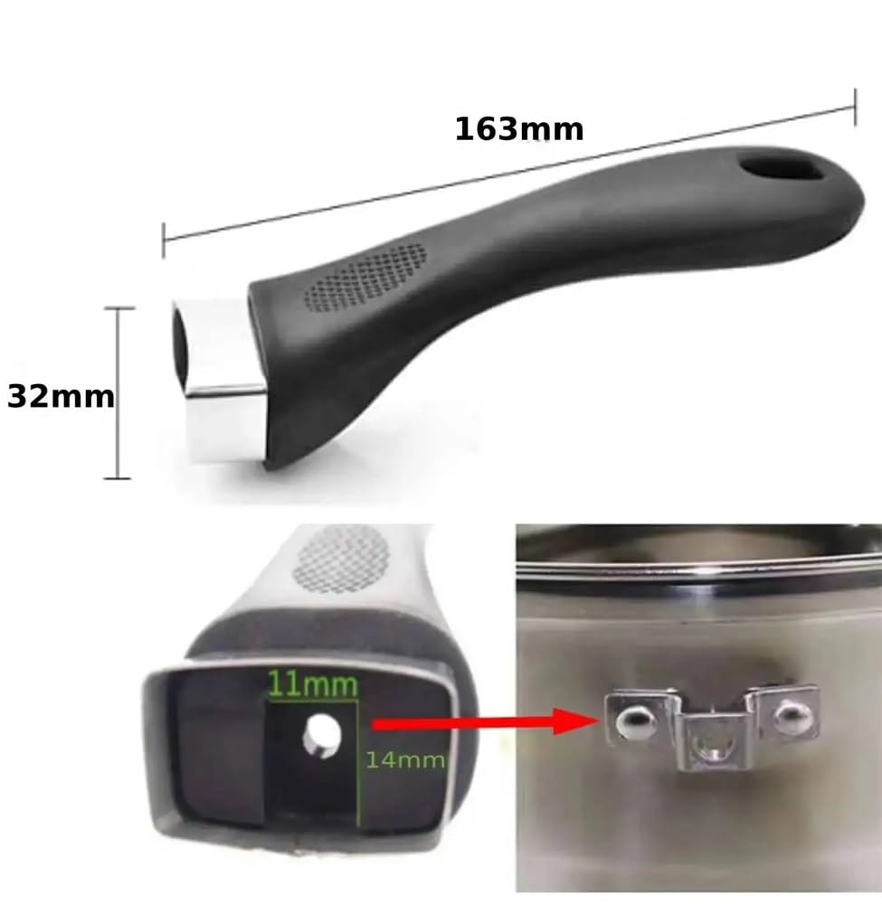 Ersatzgriff für Töpfe, Topfgriffe Ersatzteile Schwarz Bakelit Edelstahl 2 Stück(4PCS)
