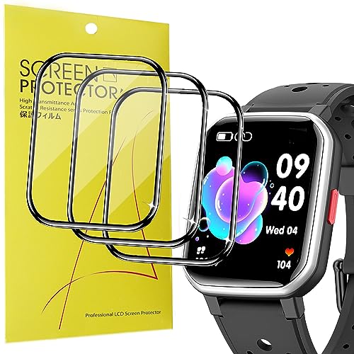 Compatible with Mgaolo Smart Watch Screen Protector, [3 Pack] Lamshaw Full Coverage PET 3D Clear Film Compatible for Mgaolo H79 Smart Watch-1.54 Inches (Black-3Pack)