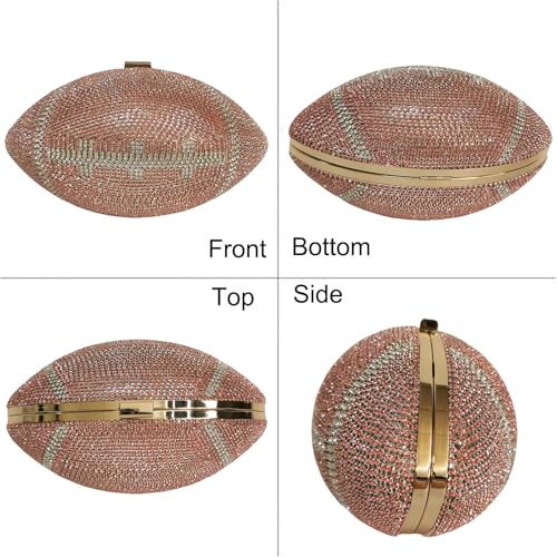 Image of Women Rhinestone Football Shaped Handbag Chain Crossbody Shoulder Bag Football Purse | Rugby, Unique, Novelty, Football