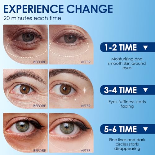 60 Piezas azul Máscara para los Ojos, Mascarilla Eye Patches con Colágeno y Ácido Hialurónico Para, Hacer Que La Piel De Los Ojos Esté Firme, Hidratada, Reduce Bolsas y Ojeras Oscuras - imagen 4