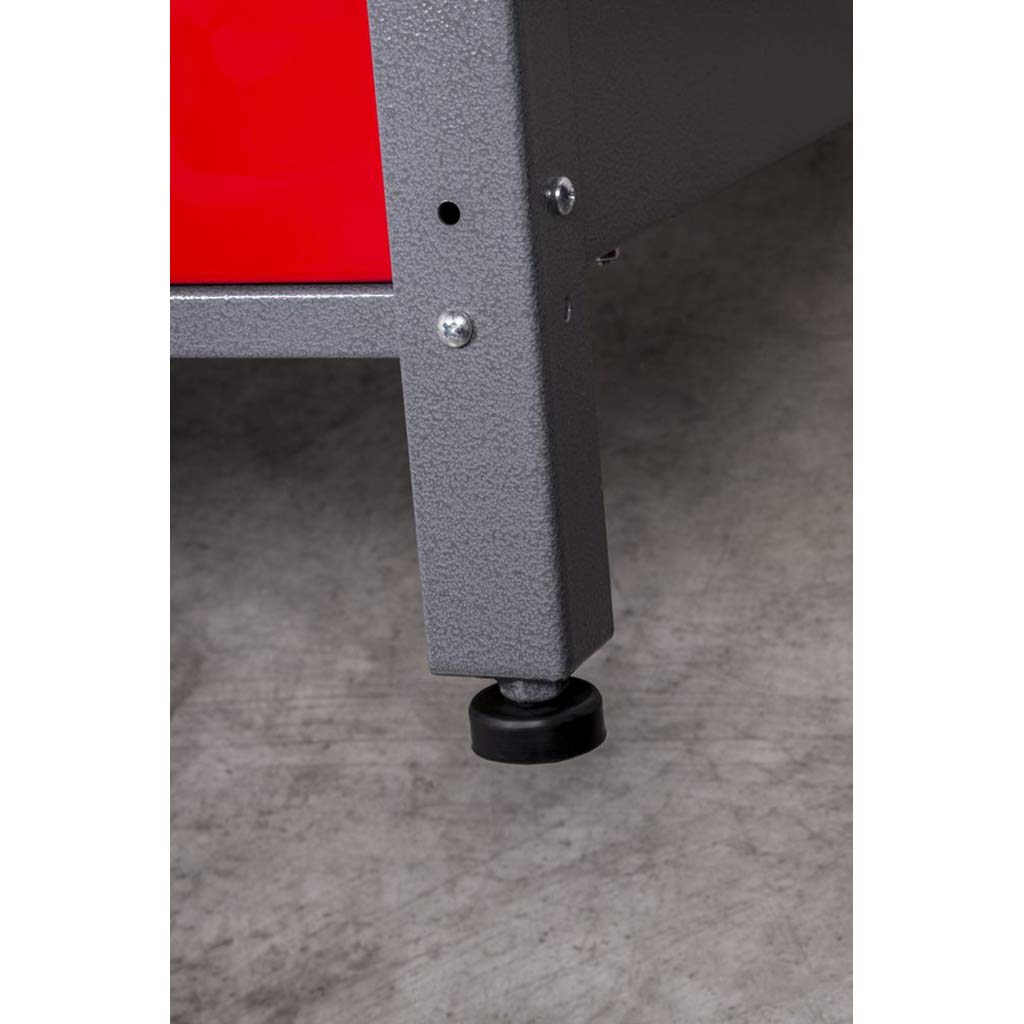 Werkbank Metall 120 x 85 x 60 cm, Werktisch mit Türen und Schublade | 30 mm Sperrholzplatte, verschließbare Türen und Schublade – solide Werkstatteinrichtung