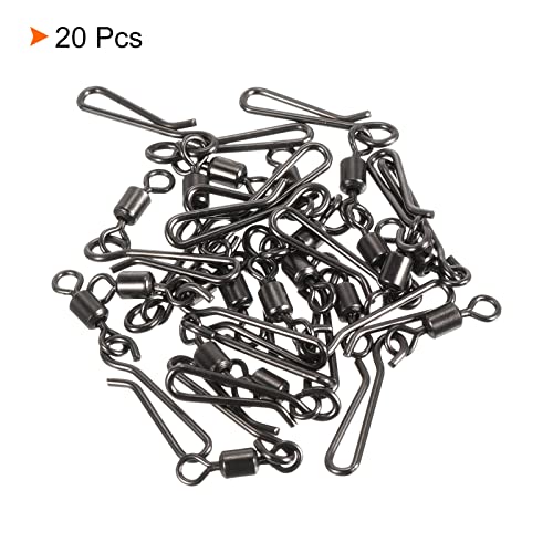 PATIKIL Fishing Rolling Swivel with Hanging Snap, 20 Pack 24lb Stainless Steel Fishing Terminal Tackle, Black - Image 3