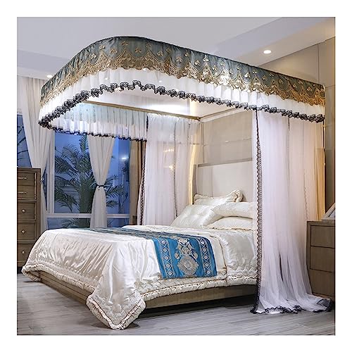 Mosquitera con dosel para cama de 150x200 cm con soporte metálico blanco 2