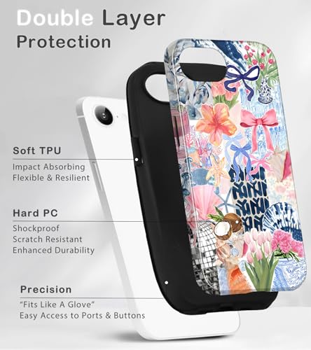 Coque iPhone 17e et 16e fleur et nœud - Protection esthétique pastel