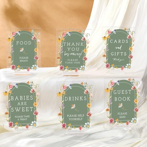 Image of Vercraft 6 Pcs Sage Green Baby in Bloom Table Decorations