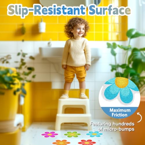 Image of Secopad 10PCS Flower Bathtub Non Slip Stickers with Scraper, Multicolor