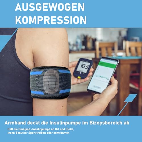 2 Stück Blutzucker Sensor Oberarmband,Elastisches Diabetes Monitor Armband,Schutz Fixierband für Beim Sport Insulin-Pod-Überwachungssysteme,für Freestyle Libre Medtronic Omnipod Dexcom Sensorik (M)