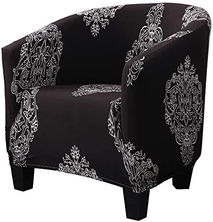 Topchances Club Chair Covers, Tub Chair Slipcover Stretch Velvet Armchair Covers Sofa Cover Velvet Fabric Soft Non Slip Washable Furniture Protector for Bar Counter (Printing A)