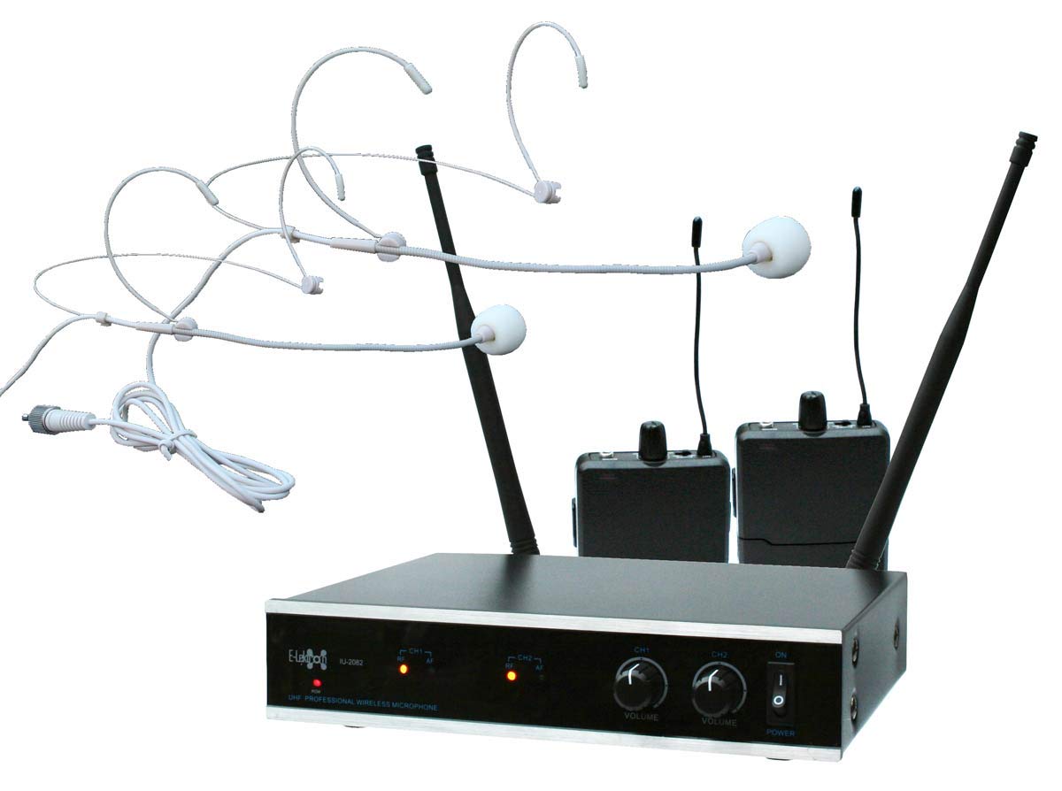 E-Lektron IU-2082H digital UHF Funkmikrofon System 2X Headset-Mikrofon drahtlos Set
