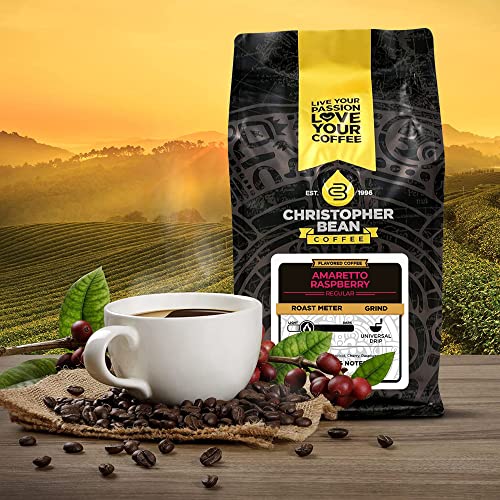 Amaretto Raspberry Flavored Coffee,(Regular Ground) 100% Arabica, No Sugar, No Fats, Made With Non-Gmo Flavorings, 12-Ounce Bag Of Regular Ground Coffee – Christopher Bean Coffee #TOP5