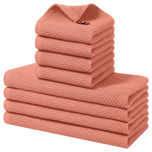 Homaxy 100% Cotton Kitchen Towels and Dishcloths Set, 12 x