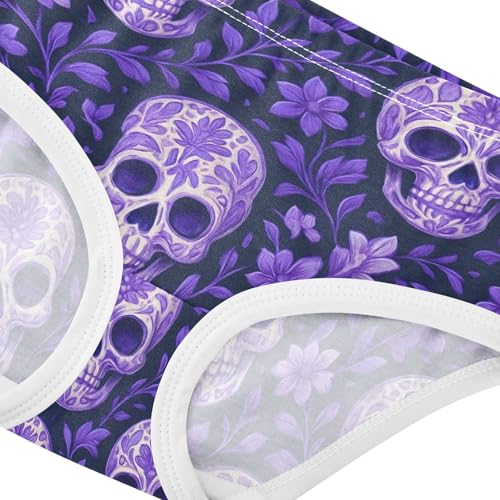 Joisal Cotton Girls Underwear Toddlers Cool Purple Flowers Skulls Panties for Girl Animals Undies Kids Briefs 2t4