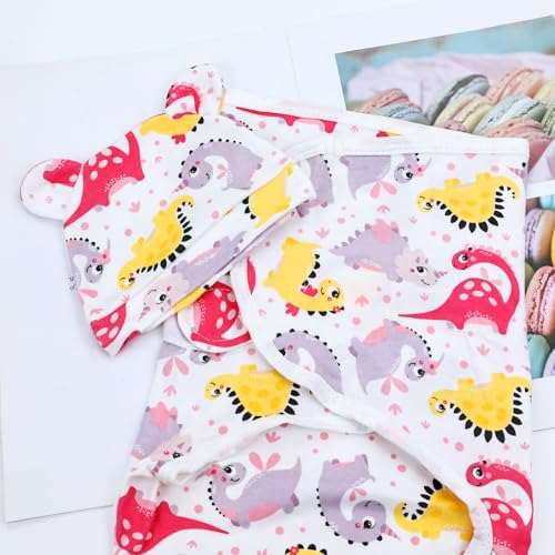 Image of Cinaci 2 Pieces Adjustable Soft Cotton Baby Swaddle Sleep Sacks Hats Newborn Nursery Caps Beanies Bonnets Swaddle Blanket Wraps for Baby Girls Boys Infants Newborns (2PCS S5)