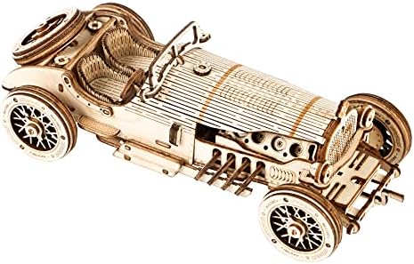 ROBOTIME 3D Wooden Puzzle Model Kits Car for Teens and Adults to Buid Mechanical Construciton Craft Sets (Grand Prix Car)