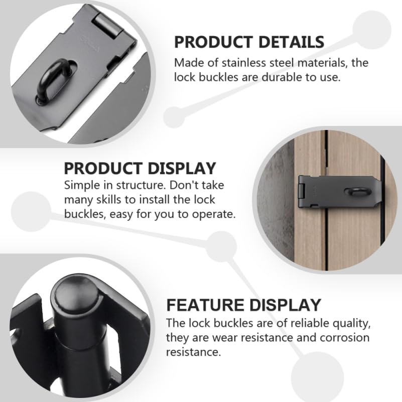 Image of SHINEOFI Stainless Steel Door Lock Buckle Heavy Duty Security Hasp Latch Anti-Theft Corrosion Resistant Gate Lock with Screws 3.14X1.53X0.78 Inch