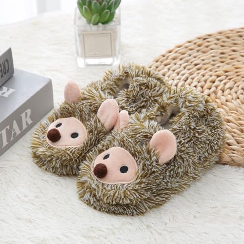 Kids Boys Girls Plush Hedgehog Slippers Cute Animal Non-Slip Fleece Slippers Fall Winter Warm Soft Cartoon Sandals3