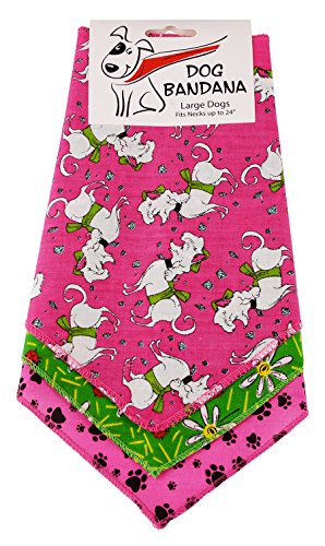 BANDANAS UNLIMITED Tie on Triangle Female Dog Bandanas for Large Dogs (3 Pack), 29