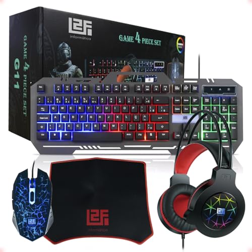 Kit Gamer 4 em 1 Led Para Computador Teclado Mouse Headset Mousepad Strong Tech