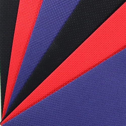 Image of KCS 6 pc of 12 inch x 18 inch(30cmx45cm) 14CT Counted Cotton Aida Cloth Cross Stitch Fabric (Red+Royal Blue+Black)