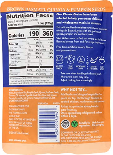 Tilda Ready To Heat Quinoa Basmati Rice Pumpkin Sunflower Seeds, 8.5 Oz #TOP1