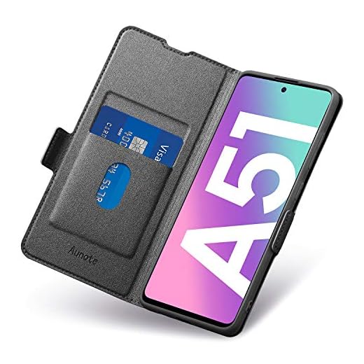 Samsung Galaxy A51 Fodral, Samsung A51 Fall, Samsung A51 Mobilskal med Korthållare, Magnetisk Stängning, Ställ, Hülle/Handyhülle/Schutzhülle-Fullständigt Skydd Samsung A51, Flip/Folio Phone Case.Svart