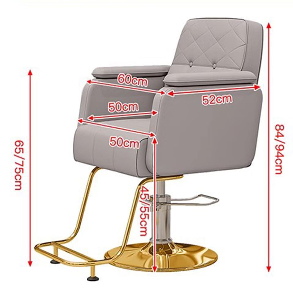 Profesjonalny fotel salonowy dla fryzjera, hydrauliczny fotel barberski z podnóżkiem,Gray,A | Obrót o 360°, Regulowana wysokość i solidna podstawa, Sprzęt kosmetyczny do spa