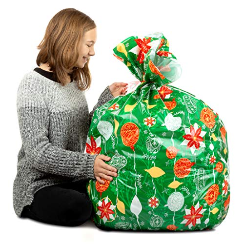 Christmas Large Gift Bags – Set of 4 Xmas Present Wrapping 36”x44” Jumbo Extra Large Christmas - Gift Bag Plastic Giant Gift Bags for Huge Gifts - Heavy Duty Big Gift Sack Set with Tags & String Ties - Thumbnail 3