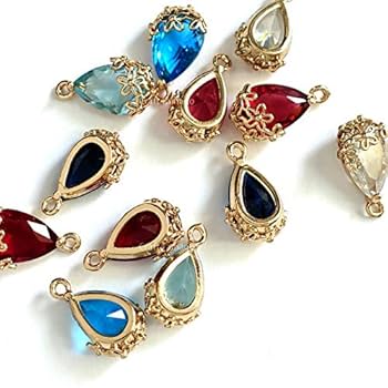 No.013 雫チャーム　ラメ　2ペア Amazon | Craft Tamago 【2個】ガラス製 雫型チャームパーツ